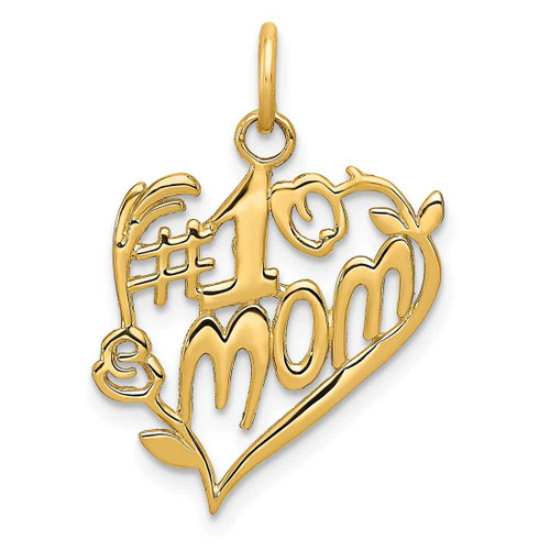Image of 14K Yellow Gold #1 Mom Heart Charm