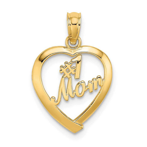 Image of 14K Yellow Gold #1 Mom In Heart Pendant