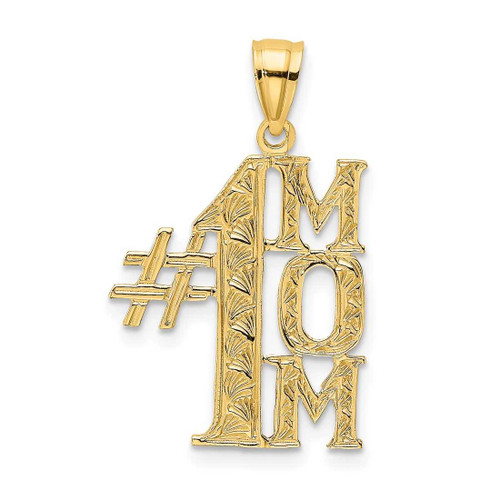 Image of 14K Yellow Gold #1 Mom Vertical Pendant