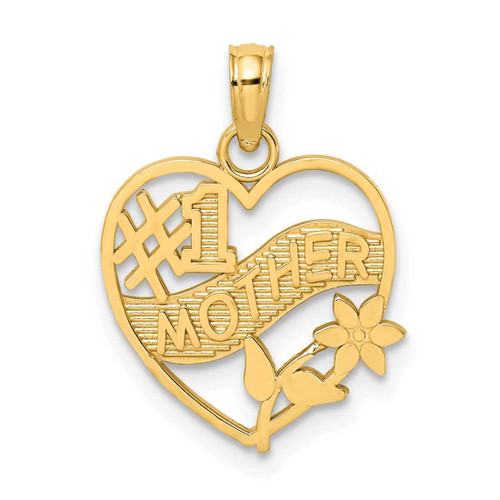 Image of 14K Yellow Gold #1 Mother In Heart Frame Pendant