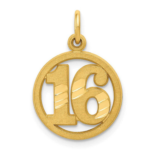 Image of 14K Yellow Gold #16 In A Circle Pendant