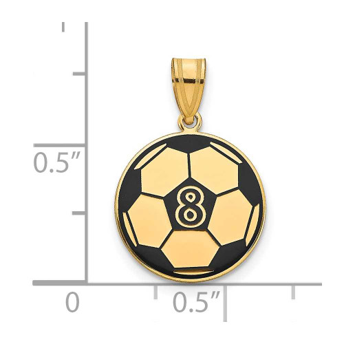 Image of 14K Yellow Gold & Black Enamel Personalized Soccer Ball Pendant