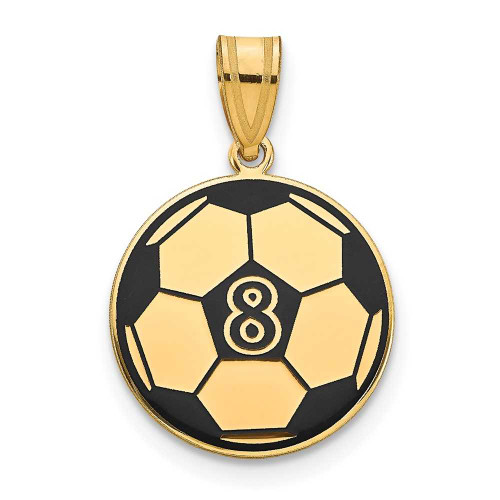 Image of 14K Yellow Gold & Black Enamel Personalized Soccer Ball Pendant