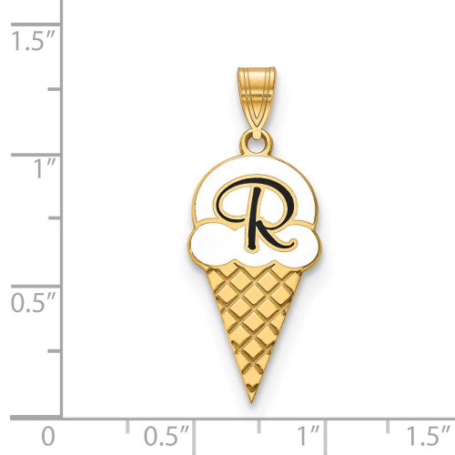 Image of 14k Yellow Gold & Enamel Ice Cream Cone Pendant w/ Initial