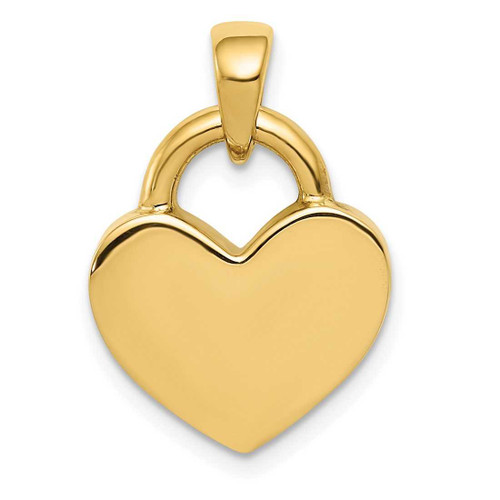 Image of 14K Yellow Gold & Rhodium Hollow Polished Reversible Heart Pendant