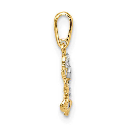 Image of 14K Yellow Gold & Rhodium Madi K CZ Dog & Puppy Pendant