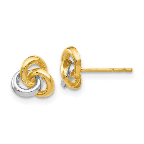 Image of 7mm 14K Yellow Gold & Rhodium Trinity Love Knot Stud Earrings