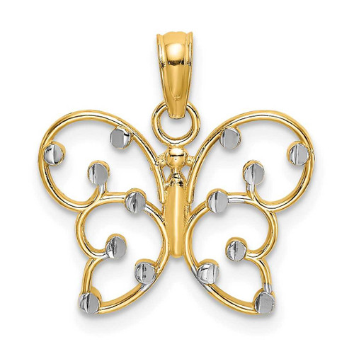 Image of 14K Yellow Gold & Rhodium-Plated Butterfly Pendant