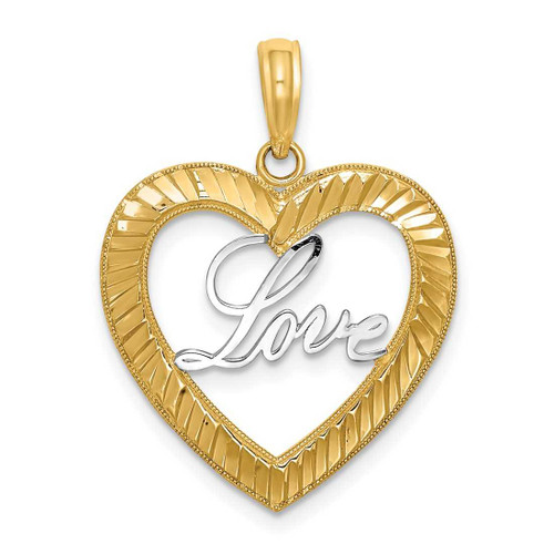 Image of 14K Yellow Gold & Rhodium-Plated Shiny-Cut Love Heart Pendant
