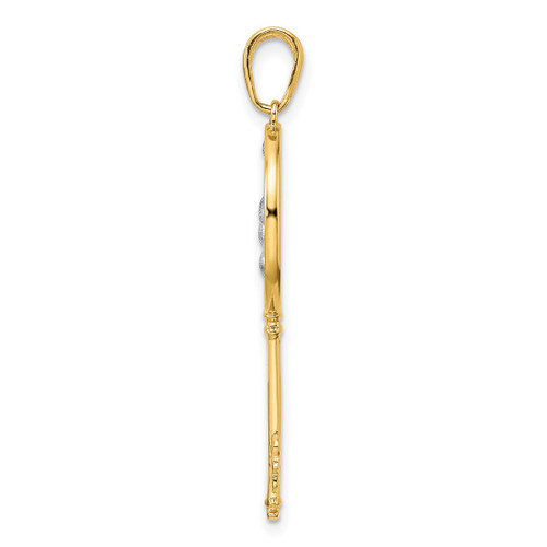 Image of 14k Yellow Gold & White Rhodium Flowers Key Pendant