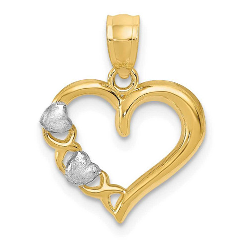 Image of 14K Yellow Gold & White Rhodium Polished Heart & X Heart Pendant