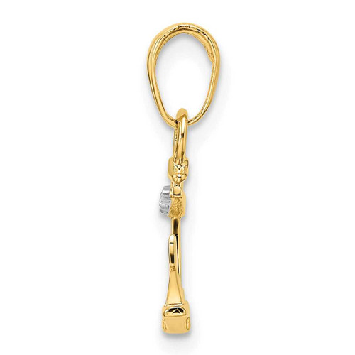 Image of 14k Yellow Gold & White Rhodium Shiny-Cut Anchor Pendant