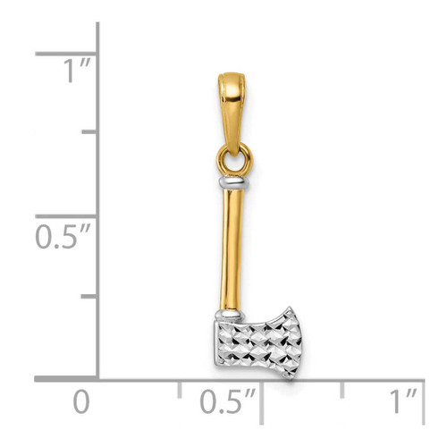 Image of 14k Yellow Gold & White Rhodium Shiny-Cut Axe Pendant