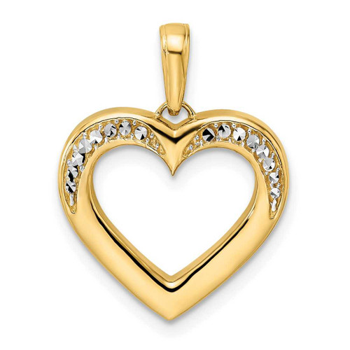 Image of 14k Yellow Gold & White Rhodium Shiny-Cut Fancy Heart Pendant