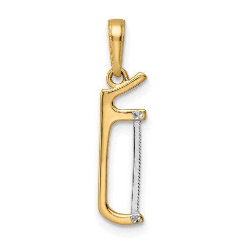 Image of 14k Yellow Gold & White Rhodium Shiny-Cut Hand Saw Pendant