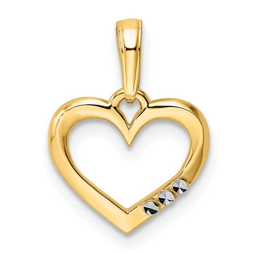 Image of 14k Yellow Gold & White Rhodium Shiny-Cut Heart Pendant M2953