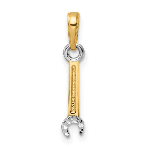 Image of 14k Yellow Gold & White Rhodium Shiny-Cut Wrench Pendant