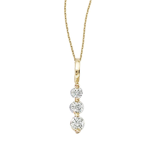 Image of 14k Yellow Gold 0.25 Ct Three Stone Diamond Pendant (Chain NOT included)