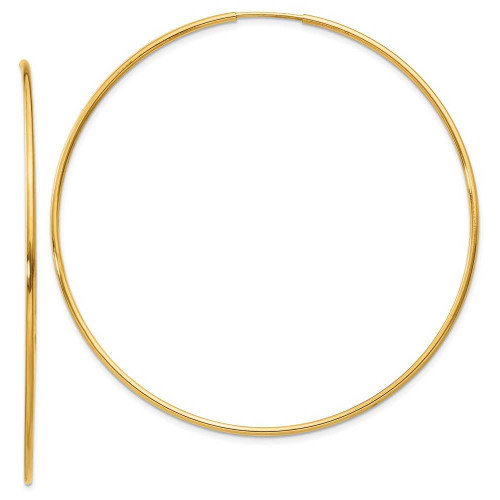 Image of 58mm 14K Yellow Gold 1.25mm Endless Hoop Earrings XY1214