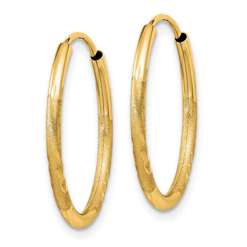 Image of 17mm 14K Yellow Gold 1.5mm Satin Shiny-Cut Endless Hoop Earrings XY1172