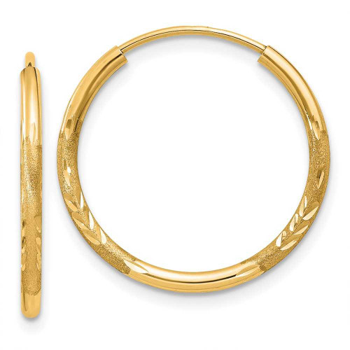 Image of 17mm 14K Yellow Gold 1.5mm Satin Shiny-Cut Endless Hoop Earrings XY1172