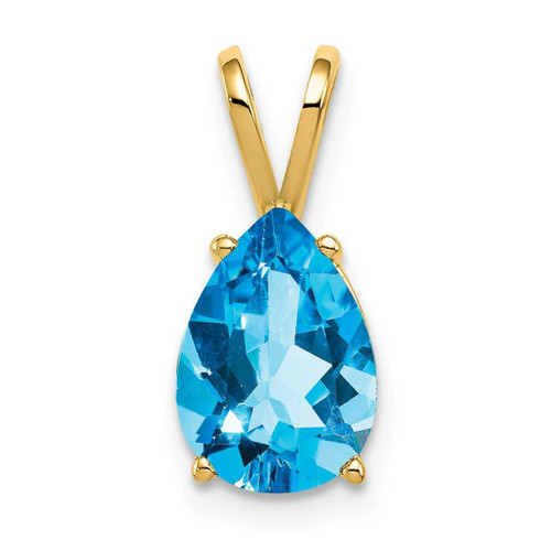 Image of 14K Yellow Gold 10x7mm Pear Blue Topaz Pendant