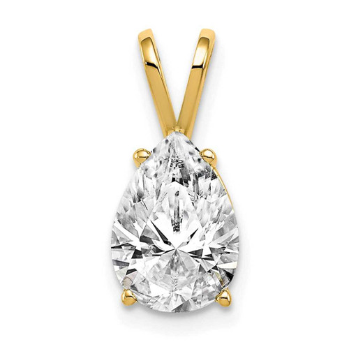 Image of 14K Yellow Gold 10x7mm Pear Cubic Zirconia Pendant