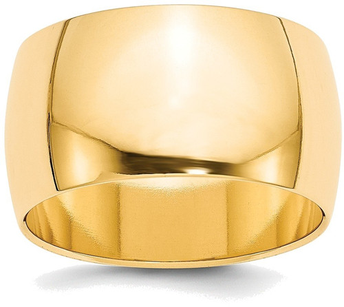14K Yellow Gold 12mm Half Round Band Ring