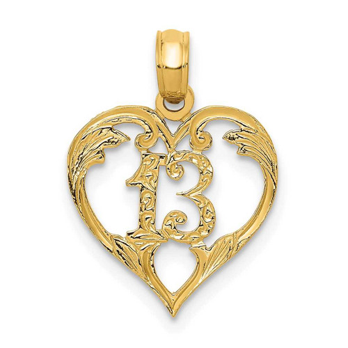 Image of 14K Yellow Gold 13 In Heart Cut-Out Pendant