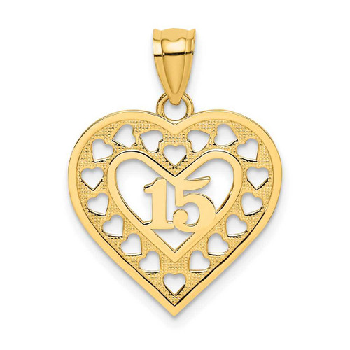 Image of 14K Yellow Gold 15 In Cut-Out Heart Frame Pendant