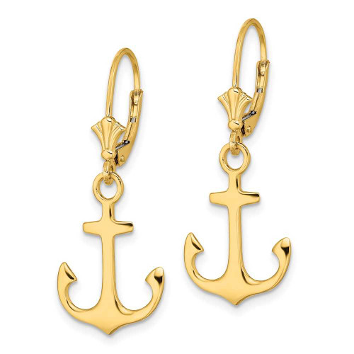 Image of 14K Yellow Gold 2-D & Polished Anchor Leverback Earrings