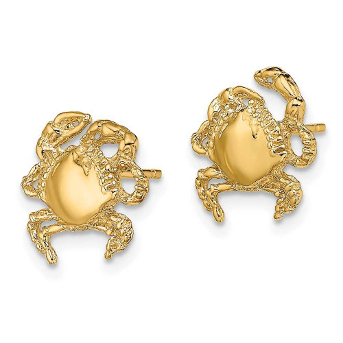 Image of 11.8mm 14K Yellow Gold 2-D & Polished Crab Post Earrings