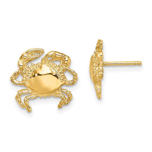 Image of 11.8mm 14K Yellow Gold 2-D & Polished Crab Post Earrings