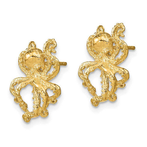 Image of 16.6mm 14K Yellow Gold 2-D & Polished Octopus Post Earrings