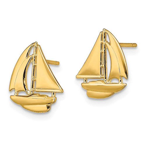 Image of 14K Yellow Gold 2-D & Polished Sailboat Stud Post Earrings