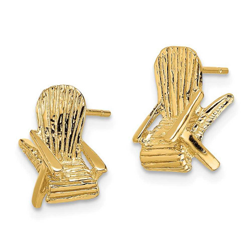 Image of 12.15mm 14K Yellow Gold 2-D Adirondack Chair Stud Earrings
