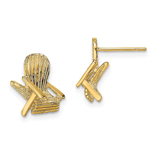 Image of 12.15mm 14K Yellow Gold 2-D Adirondack Chair Stud Earrings