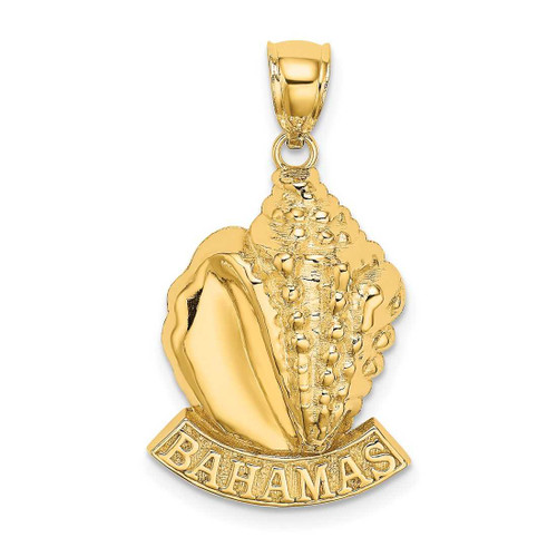 Image of 14K Yellow Gold 2-D Bahamas Under Conch Shell Pendant