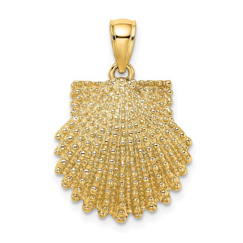 Image of 14K Yellow Gold 2-D Beaded Scallop Shell Pendant K7655
