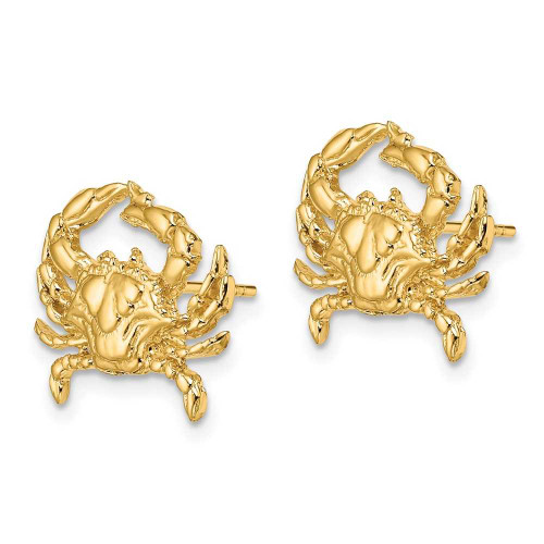 Image of 15mm 14K Yellow Gold 2-D Blue Crab Post Earrings