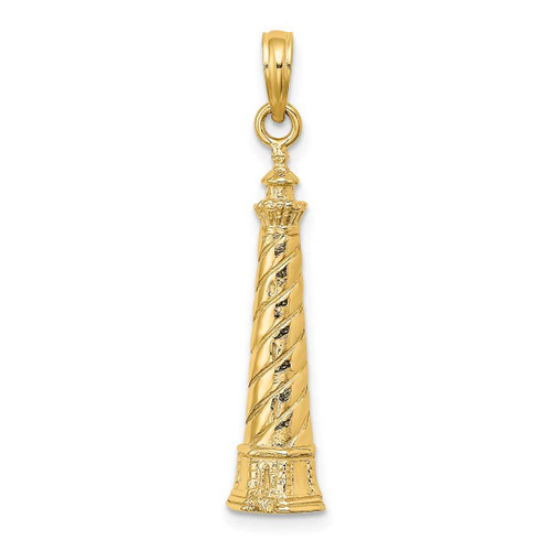 Image of 14K Yellow Gold 2-D Cape Hatteras Lighthouse Pendant