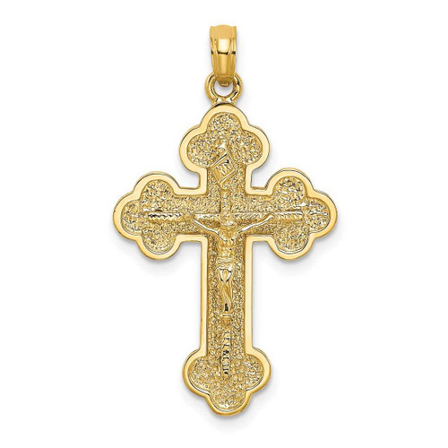 Image of 14K Yellow Gold 2-D Crucifix w/ Spade Tips Pendant