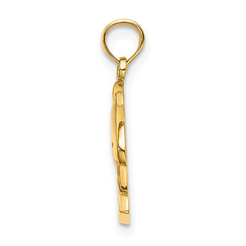 Image of 14K Yellow Gold 2-D Curacao Under Polished Dolphin Pendant