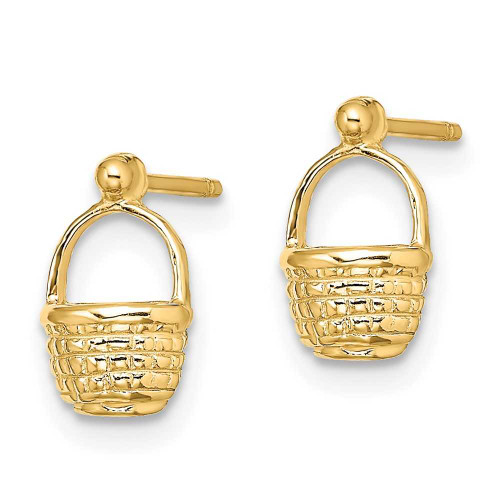 Image of 10.1mm 14K Yellow Gold 2-D Flat Back Mini Basket Stud Earrings
