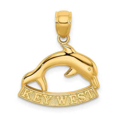 Image of 14K Yellow Gold 2-D Key West Dolphin Pendant