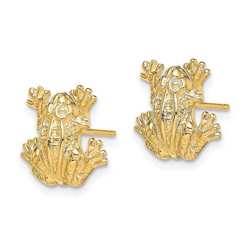 Image of 12.3mm 14K Yellow Gold 2-D Leaf Frog Stud Earrings