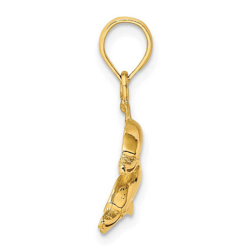 Image of 14K Yellow Gold 2-D Polished & Engraved Dolphins Pendant