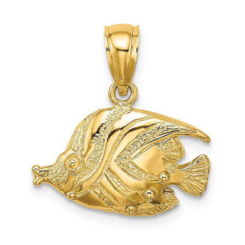 Image of 14K Yellow Gold 2-D Polished & Engraved Fish Pendant K7424