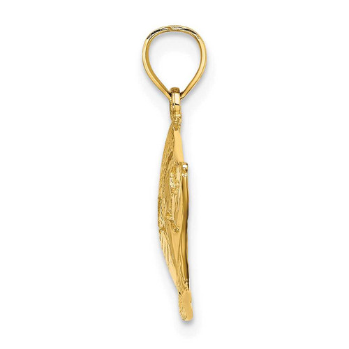 Image of 14K Yellow Gold 2-D Polished & Textured Fish Pendant