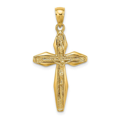 Image of 14K Yellow Gold 2-D Polished Crucifix Pendant